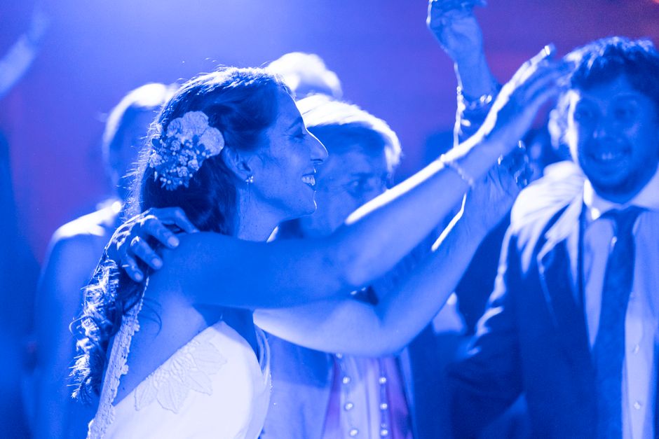 Joyful wedding reception dancing captured on film